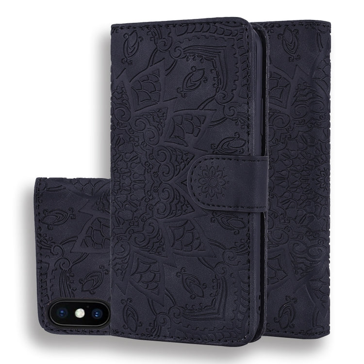Calf Pattern Double Folding Design Embossed Leather Case with Wallet & Holder & Card Slots, For iPhone SE 2020 & 8 & 7, for iPhone 8 Plus & 7 Plus, for iPhone XS / X, for iPhone XR, for iPhone XS Max, for iPhone 11 (6.1 inch), for iPhone 11 Pro (5.8 in...