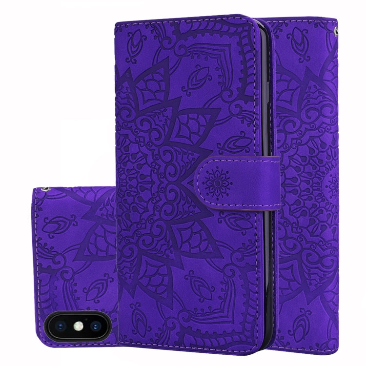 Calf Pattern Double Folding Design Embossed Leather Case with Wallet & Holder & Card Slots, For iPhone SE 2020 & 8 & 7, for iPhone 8 Plus & 7 Plus, for iPhone XS / X, for iPhone XR, for iPhone XS Max, for iPhone 11 (6.1 inch), for iPhone 11 Pro (5.8 in...