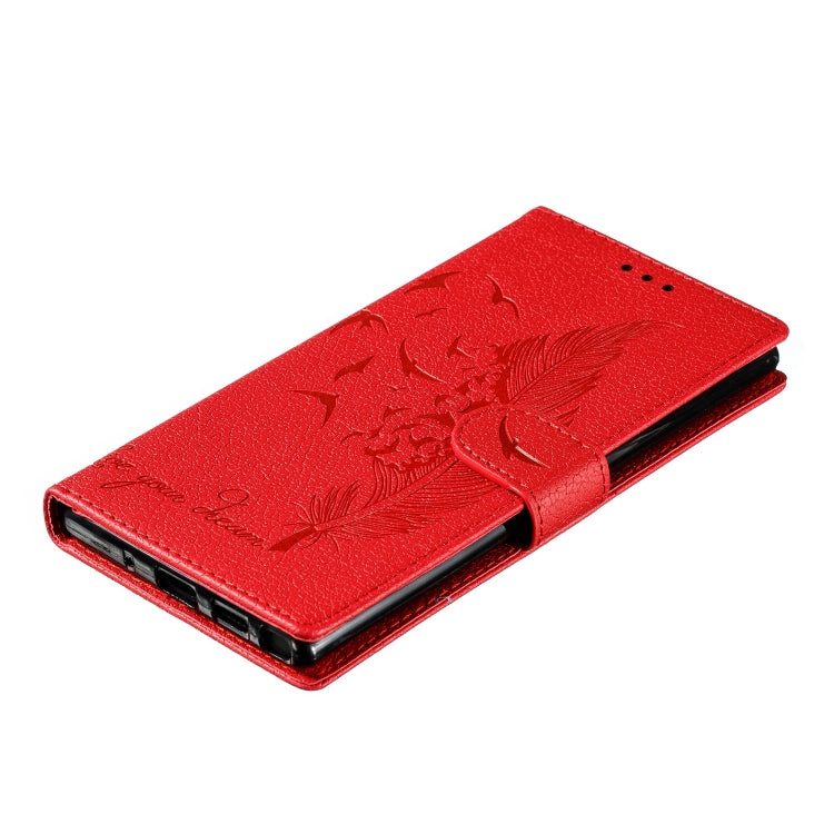 Feather Pattern Litchi Texture Horizontal Flip Leather Case with Wallet & Holder & Card Slots, For Galaxy Note 10 +, For Galaxy S9, For Galaxy S9+, For Galaxy S10, For Galaxy S10 5G, For Galaxy S10e, For Galaxy S10+
