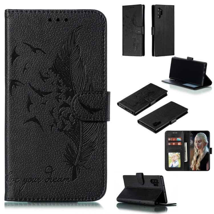 Feather Pattern Litchi Texture Horizontal Flip Leather Case with Wallet & Holder & Card Slots, For Galaxy Note 10 +, For Galaxy S9, For Galaxy S9+, For Galaxy S10, For Galaxy S10 5G, For Galaxy S10e, For Galaxy S10+