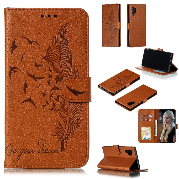 Feather Pattern Litchi Texture Horizontal Flip Leather Case with Wallet & Holder & Card Slots, For Galaxy Note 10 +, For Galaxy S9, For Galaxy S9+, For Galaxy S10, For Galaxy S10 5G, For Galaxy S10e, For Galaxy S10+