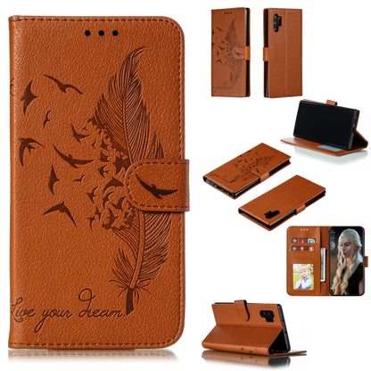 Feather Pattern Litchi Texture Horizontal Flip Leather Case with Wallet & Holder & Card Slots, For Galaxy Note 10 +, For Galaxy S9, For Galaxy S9+, For Galaxy S10, For Galaxy S10 5G, For Galaxy S10e, For Galaxy S10+