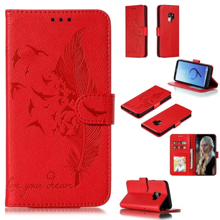 Feather Pattern Litchi Texture Horizontal Flip Leather Case with Wallet & Holder & Card Slots, For Galaxy Note 10 +, For Galaxy S9, For Galaxy S9+, For Galaxy S10, For Galaxy S10 5G, For Galaxy S10e, For Galaxy S10+