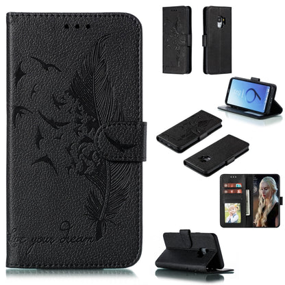 Feather Pattern Litchi Texture Horizontal Flip Leather Case with Wallet & Holder & Card Slots, For Galaxy Note 10 +, For Galaxy S9, For Galaxy S9+, For Galaxy S10, For Galaxy S10 5G, For Galaxy S10e, For Galaxy S10+