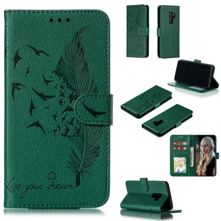 Feather Pattern Litchi Texture Horizontal Flip Leather Case with Wallet & Holder & Card Slots, For Galaxy Note 10 +, For Galaxy S9, For Galaxy S9+, For Galaxy S10, For Galaxy S10 5G, For Galaxy S10e, For Galaxy S10+
