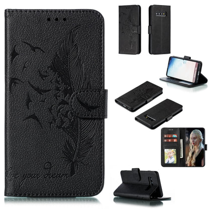 Feather Pattern Litchi Texture Horizontal Flip Leather Case with Wallet & Holder & Card Slots, For Galaxy Note 10 +, For Galaxy S9, For Galaxy S9+, For Galaxy S10, For Galaxy S10 5G, For Galaxy S10e, For Galaxy S10+