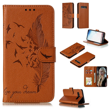 Feather Pattern Litchi Texture Horizontal Flip Leather Case with Wallet & Holder & Card Slots, For Galaxy Note 10 +, For Galaxy S9, For Galaxy S9+, For Galaxy S10, For Galaxy S10 5G, For Galaxy S10e, For Galaxy S10+