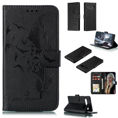 Feather Pattern Litchi Texture Horizontal Flip Leather Case with Wallet & Holder & Card Slots, For Galaxy Note 10 +, For Galaxy S9, For Galaxy S9+, For Galaxy S10, For Galaxy S10 5G, For Galaxy S10e, For Galaxy S10+