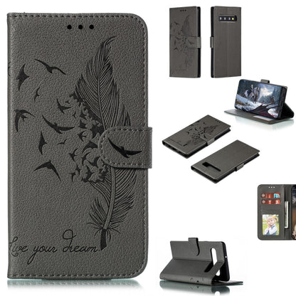 Feather Pattern Litchi Texture Horizontal Flip Leather Case with Wallet & Holder & Card Slots, For Galaxy Note 10 +, For Galaxy S9, For Galaxy S9+, For Galaxy S10, For Galaxy S10 5G, For Galaxy S10e, For Galaxy S10+