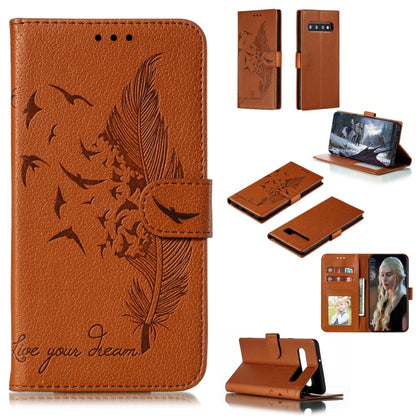 Feather Pattern Litchi Texture Horizontal Flip Leather Case with Wallet & Holder & Card Slots, For Galaxy Note 10 +, For Galaxy S9, For Galaxy S9+, For Galaxy S10, For Galaxy S10 5G, For Galaxy S10e, For Galaxy S10+