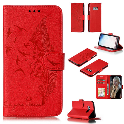 Feather Pattern Litchi Texture Horizontal Flip Leather Case with Wallet & Holder & Card Slots, For Galaxy Note 10 +, For Galaxy S9, For Galaxy S9+, For Galaxy S10, For Galaxy S10 5G, For Galaxy S10e, For Galaxy S10+