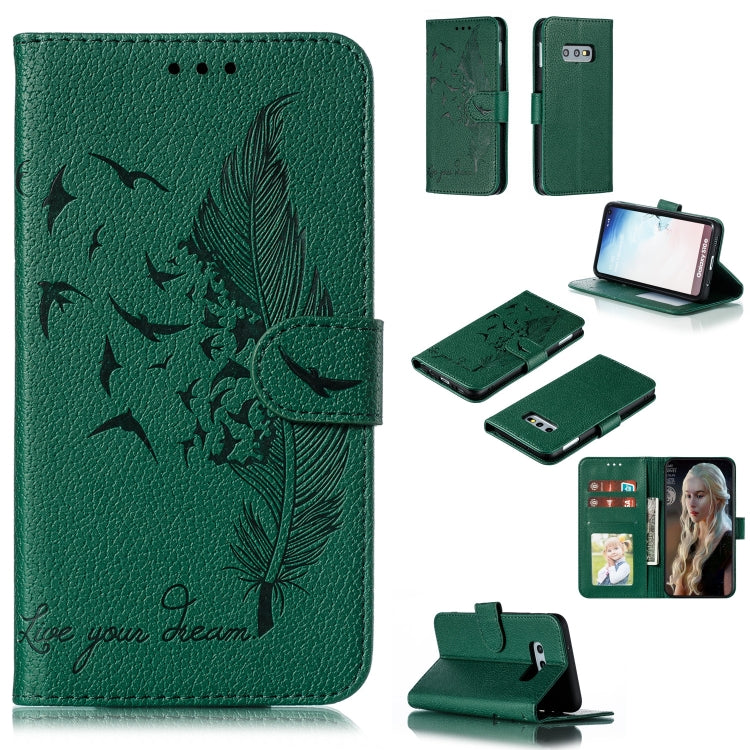 Feather Pattern Litchi Texture Horizontal Flip Leather Case with Wallet & Holder & Card Slots, For Galaxy Note 10 +, For Galaxy S9, For Galaxy S9+, For Galaxy S10, For Galaxy S10 5G, For Galaxy S10e, For Galaxy S10+