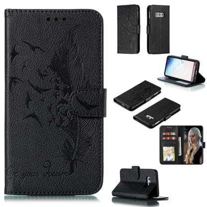 Feather Pattern Litchi Texture Horizontal Flip Leather Case with Wallet & Holder & Card Slots, For Galaxy Note 10 +, For Galaxy S9, For Galaxy S9+, For Galaxy S10, For Galaxy S10 5G, For Galaxy S10e, For Galaxy S10+