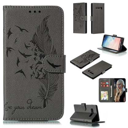 Feather Pattern Litchi Texture Horizontal Flip Leather Case with Wallet & Holder & Card Slots, For Galaxy Note 10 +, For Galaxy S9, For Galaxy S9+, For Galaxy S10, For Galaxy S10 5G, For Galaxy S10e, For Galaxy S10+