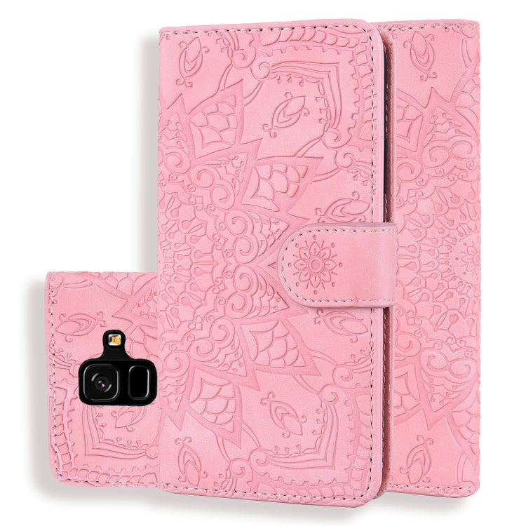 Calf Pattern Double Folding Design Embossed Leather Case with Wallet & Holder & Card Slots, for Galaxy A5 (2018) / A8 (2018), for Galaxy A6 (2018), for Galaxy J8 (2018) / A6+ (2018), for Galaxy A7 (2018), for Galaxy A9 (2018), for Galaxy M10 / A10     ...