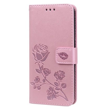 Pressed Printing Rose Pattern Horizontal Flip PU Leather Case with Holder & Card Slots & Wallet, For Galaxy A20e