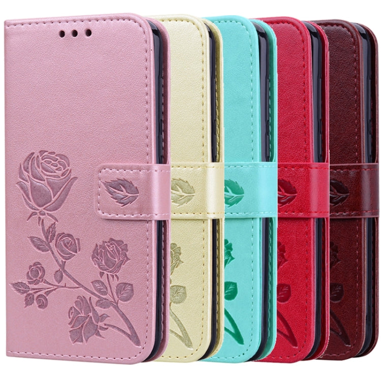 Pressed Printing Rose Pattern Horizontal Flip PU Leather Case with Holder & Card Slots & Wallet, For Galaxy A20e, For Galaxy A2 Core