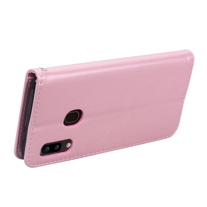 Pressed Printing Rose Pattern Horizontal Flip PU Leather Case with Holder & Card Slots & Wallet, For Galaxy A20e