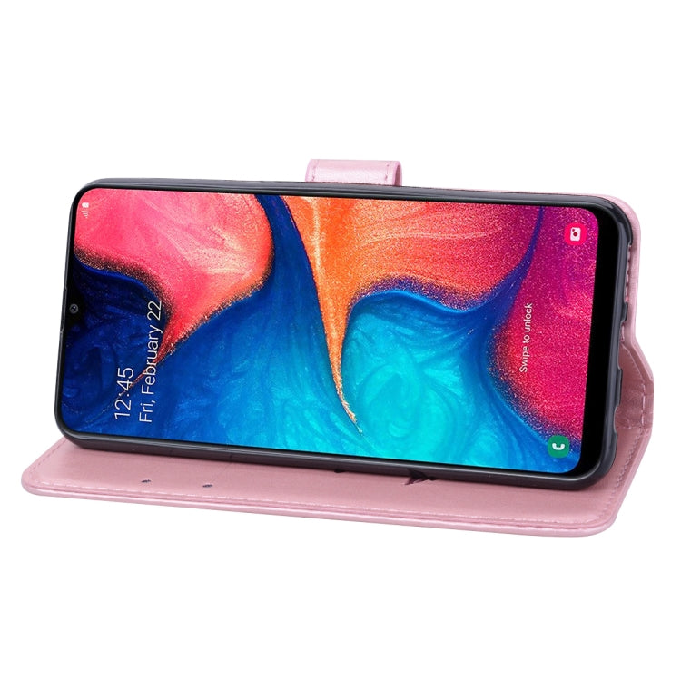 Pressed Printing Rose Pattern Horizontal Flip PU Leather Case with Holder & Card Slots & Wallet, For Galaxy A20e, For Galaxy A2 Core