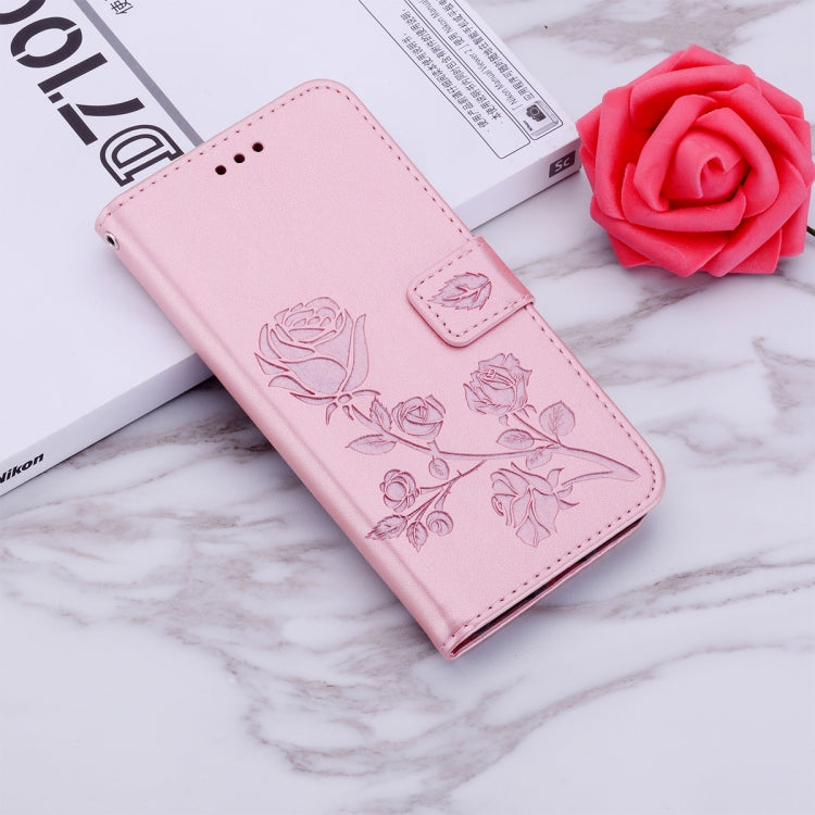 Pressed Printing Rose Pattern Horizontal Flip PU Leather Case with Holder & Card Slots & Wallet, For Galaxy A20e, For Galaxy A2 Core