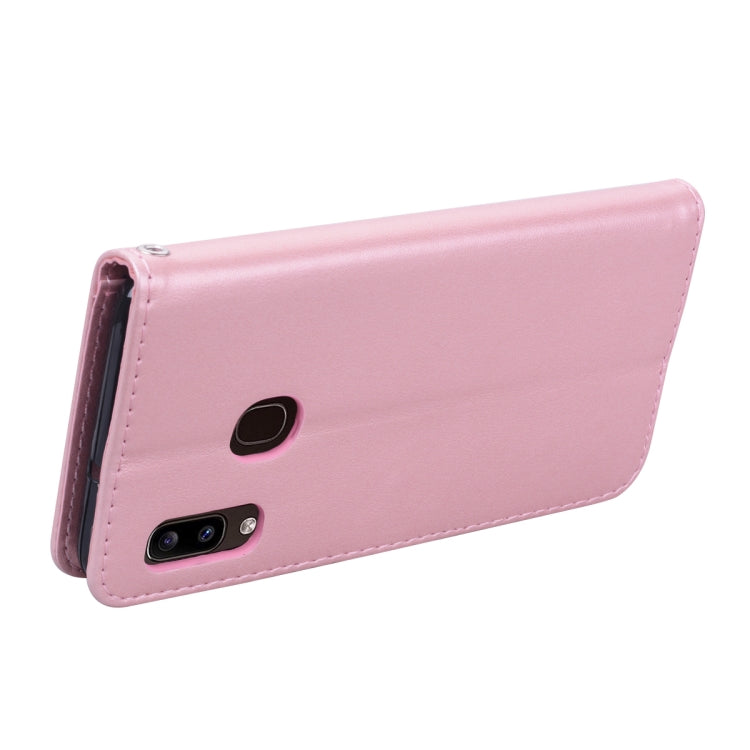 Pressed Printing Rose Pattern Horizontal Flip PU Leather Case with Holder & Card Slots & Wallet, For Galaxy A20e, For Galaxy A2 Core