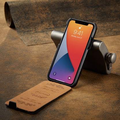 Fierre Shann Retro Oil Wax Texture Vertical Flip PU Leather Case, For iPhone 12 mini, For iPhone 12 / 12 Pro, For iPhone 12 Pro Max