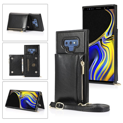 Square Zipper Wallet Bag TPU+PU Back Cover Case with Holder & Card Slots & Wallet & Cross-body Strap, For Samsung Galaxy A90 5G, For Samsung Galaxy Note9, For Samsung Galaxy Note10, For Samsung Galaxy Note10 Pro, For Samsung Galaxy S9                  ...