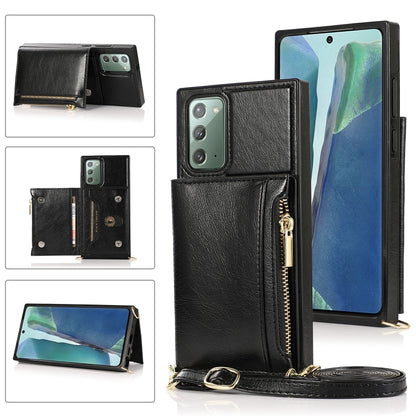 Square Zipper Wallet Bag TPU+PU Back Cover Case with Holder & Card Slots & Wallet & Cross-body Strap, For Samsung Galaxy A90 5G, For Samsung Galaxy Note9, For Samsung Galaxy Note10, For Samsung Galaxy Note10 Pro, For Samsung Galaxy S9                  ...