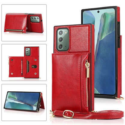 Square Zipper Wallet Bag TPU+PU Back Cover Case with Holder & Card Slots & Wallet & Cross-body Strap, For Samsung Galaxy A90 5G, For Samsung Galaxy Note9, For Samsung Galaxy Note10, For Samsung Galaxy Note10 Pro, For Samsung Galaxy S9                  ...
