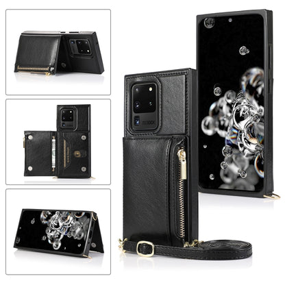 Square Zipper Wallet Bag TPU+PU Back Cover Case with Holder & Card Slots & Wallet & Cross-body Strap, For Samsung Galaxy A90 5G, For Samsung Galaxy Note9, For Samsung Galaxy Note10, For Samsung Galaxy Note10 Pro, For Samsung Galaxy S9                  ...