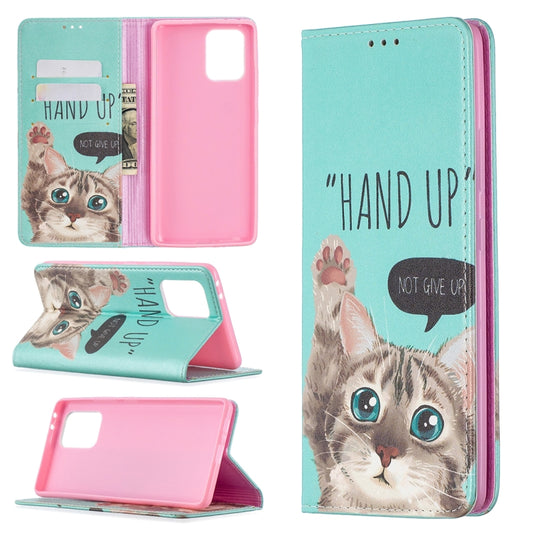 Colored Drawing Pattern Invisible Magnetic Horizontal Flip PU Leather Case with Holder & Card Slots & Wallet, For Samsung Galaxy A91