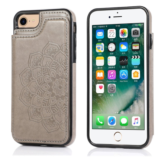 Double Buckle Mandala Pattern PU+TPU Protective Case with Card Slots & Holder & Photo Frame, For iPhone SE 2022 / SE 2020 / 8 / 7, For iPhone 7 Plus / 8 Plus, For iPhone X / XS, For iPhone XR, For iPhone XS Max, For iPhone 11, For iPhone 11 Pro