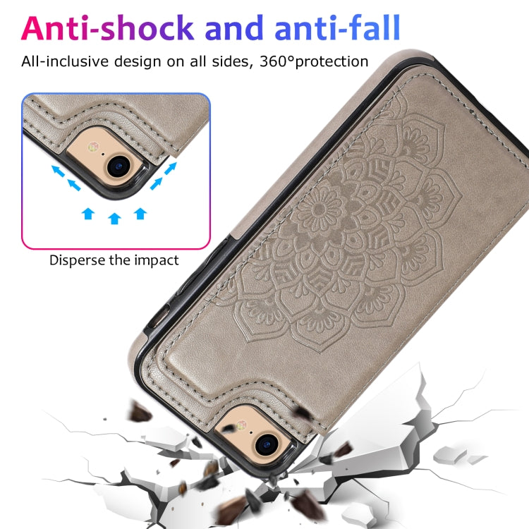 Double Buckle Mandala Pattern PU+TPU Protective Case with Card Slots & Holder & Photo Frame, For iPhone SE 2022 / SE 2020 / 8 / 7, For iPhone 7 Plus / 8 Plus, For iPhone X / XS, For iPhone XR, For iPhone XS Max, For iPhone 11, For iPhone 11 Pro        ...