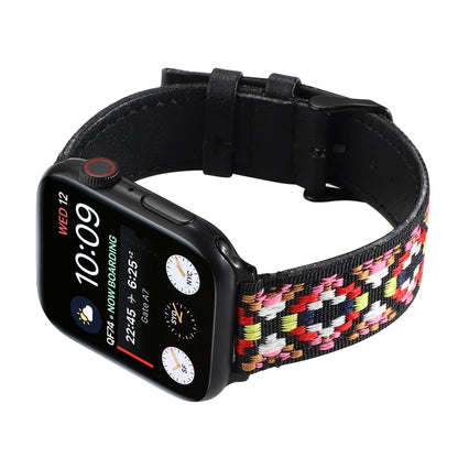 Ethnic Leather Watchband For Apple Watch Series 6 & SE & 5 & 4 44mm / 3 & 2 & 1 42mm, For Apple Watch Series 7 45mm / 6 & SE & 5 & 4 44mm / 3 & 2 & 1 42mm