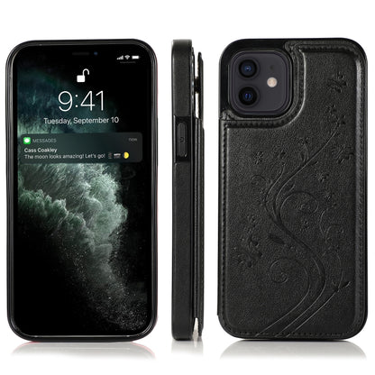 Butterflies Flowers Double Buckle PU + TPU Protective Case with Holder & Card Slots & Photo Frame, For iPhone 12 mini, For iPhone 12 / 12 Pro, For iPhone 12 Pro Max