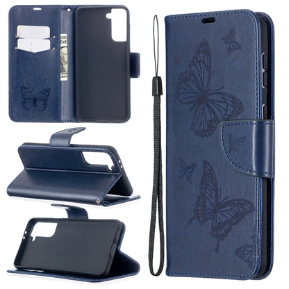 Embossing Two Butterflies Pattern Horizontal Flip PU Leather Case with Holder & Card Slot & Wallet & Lanyard, For Samsung Galaxy S21 5G, For Samsung Galaxy S21+ 5G, For Samsung Galaxy S21 Ultra 5G