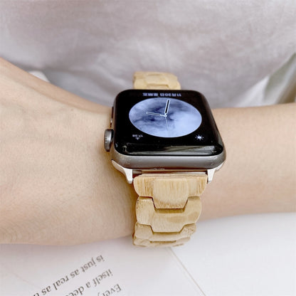 Wooden Bead Woven Watchband For Apple Watch Series 6 & SE & 5 & 4 44mm / 3 & 2 & 1 42mm, For Apple Watch Ultra 49mm / Series 8&7 45mm / SE 2&6&SE&5&4 44mm / 3&2&1 42mm