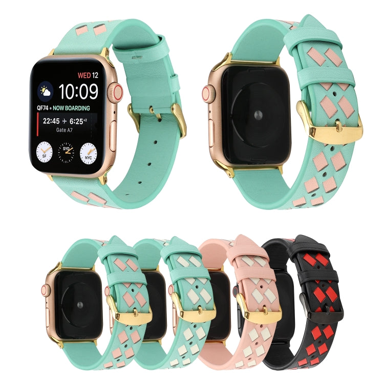 Woven Pattern Genuine Leather Strap, For Apple Watch Series 8&7 41mm / SE 2&6&SE&5&4 40mm / 3&2&1 38mm, For Apple Watch Series 7 41mm / 6 & SE & 5 & 4 40mm / 3 & 2 & 1 38mm, For Apple Watch Series 7 45mm / 6 & SE & 5 & 4 44mm / 3 & 2 & 1 42mm          ...