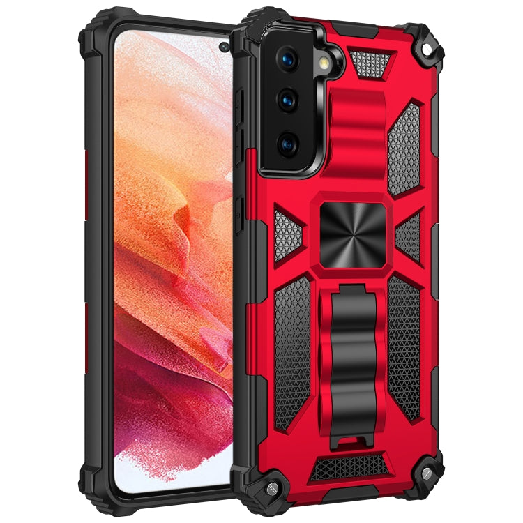 Shockproof TPU + PC Magnetic Protective Case with Holder, For Samsung Galaxy S21 5G