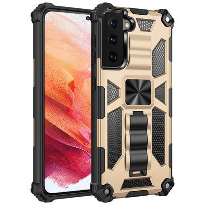Shockproof TPU + PC Magnetic Protective Case with Holder, For Samsung Galaxy S21 5G