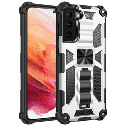 Shockproof TPU + PC Magnetic Protective Case with Holder, For Samsung Galaxy S21 5G