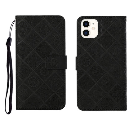 Ethnic Style Embossed Pattern Horizontal Flip Leather Case with Holder & Card Slots & Wallet & Lanyard, For iPhone 12, For iPhone 12 Mini, For iPhone 12 Pro Max, For iPhone SE 2022 / SE 2020 / 8 / 7, For iPhone XR, For iPhone XS Max