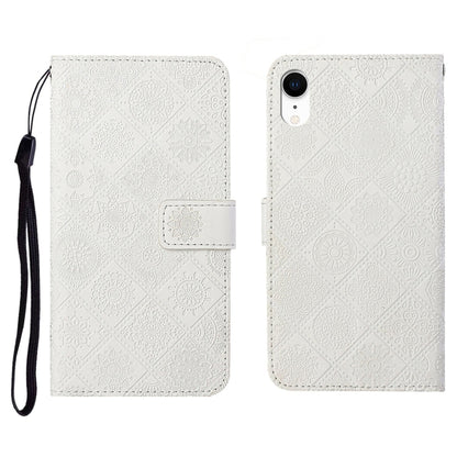 Ethnic Style Embossed Pattern Horizontal Flip Leather Case with Holder & Card Slots & Wallet & Lanyard, For iPhone 12, For iPhone 12 Mini, For iPhone 12 Pro Max, For iPhone SE 2022 / SE 2020 / 8 / 7, For iPhone XR, For iPhone XS Max