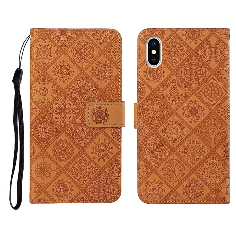 Ethnic Style Embossed Pattern Horizontal Flip Leather Case with Holder & Card Slots & Wallet & Lanyard, For iPhone 12, For iPhone 12 Mini, For iPhone 12 Pro Max, For iPhone SE 2022 / SE 2020 / 8 / 7, For iPhone XR, For iPhone XS Max