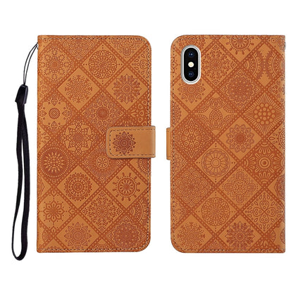 Ethnic Style Embossed Pattern Horizontal Flip Leather Case with Holder & Card Slots & Wallet & Lanyard, For iPhone 12, For iPhone 12 Mini, For iPhone 12 Pro Max, For iPhone SE 2022 / SE 2020 / 8 / 7, For iPhone XR, For iPhone XS Max