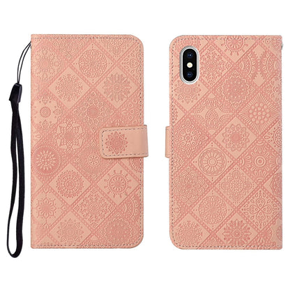 Ethnic Style Embossed Pattern Horizontal Flip Leather Case with Holder & Card Slots & Wallet & Lanyard, For iPhone 12, For iPhone 12 Mini, For iPhone 12 Pro Max, For iPhone SE 2022 / SE 2020 / 8 / 7, For iPhone XR, For iPhone XS Max