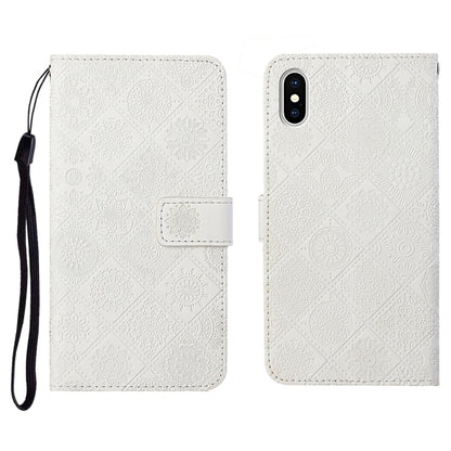 Ethnic Style Embossed Pattern Horizontal Flip Leather Case with Holder & Card Slots & Wallet & Lanyard, For iPhone 12, For iPhone 12 Mini, For iPhone 12 Pro Max, For iPhone SE 2022 / SE 2020 / 8 / 7, For iPhone XR, For iPhone XS Max