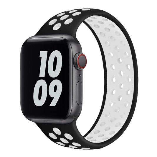 Elastic Silicone Watchband For Apple Watch Series 6 & SE & 5 & 4 44mm / 3 & 2 & 1 42mm, 150mm (Black White), 150mm (Black Red), 150mm (Light Pink White), 150mm (Blue White), 150mm (Grey Black), 160mm (Black White), 160mm (Black Red)                    ...