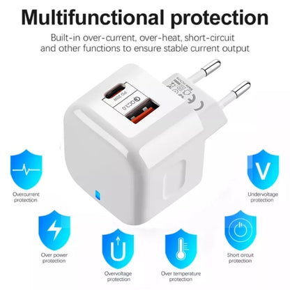 20W PD + QC 3.0 Dual Ports Travel Charger Power Adapter,, US Plug, EU Plug, UK Plug