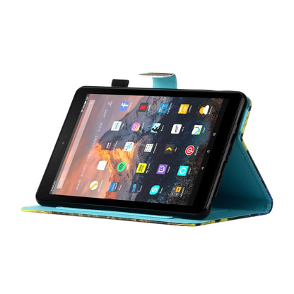 Sewing Thread Horizontal Painted Flat Leather Case with Pen Cover & Anti Skid Strip & Card Slot & Holder, For Amazon Kindle Fire 7 2019 / 2017 / 2015, For Samsung Galaxy Tab A 10.1 (2019) T510 / T515, For Samsung Galaxy Tab A 8.0 (2019) T290 / T295